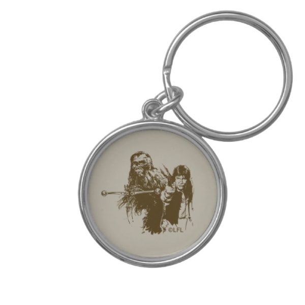 Chewie and Han Silhouette Keychain