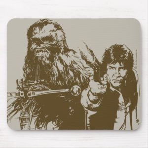 Chewie and Han Silhouette Mouse Pad