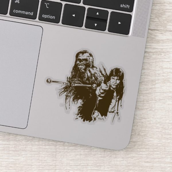 Chewie and Han Silhouette Sticker