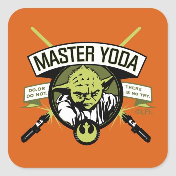 Master Yoda Lightsaber Badge Square Sticker