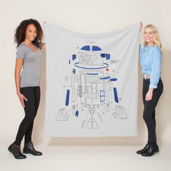 R2-D2 Exploded View Drawing Fleece Blanket