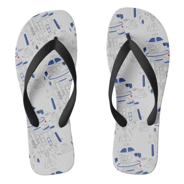 R2-D2 Exploded View Drawing Flip Flops