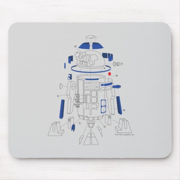 R2-D2 Exploded View Drawing Mouse Pad